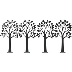Obraz premium tree silhouette and Tropical leaves vector isolated on white background.