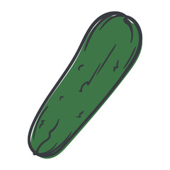 Cucumber. A simple hand-drawn icon with an offset outline. Vector illustration for print, sticker, banner