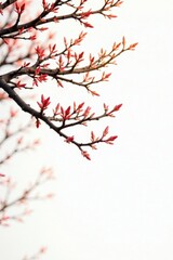 Branches swaying in the breeze against a crisp white background, tree, twig, wood