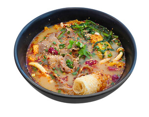 Mala Spicy Hot Pot on white background