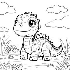 Bring prehistoric charm to your coloring activities with this Kawaii Stegosaurus Coloring Page! Designed in a simple, bold-outlined style, this adorable baby 
