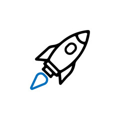 Rocket icon, space ship vector symbol on white background.