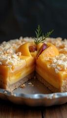  Peach and blueberry cheesecake with a creamy topping