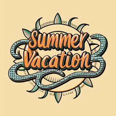 Obraz premium Fun, vibrant summer vacation typography with bold, playful letters in warm, sunny colors. Perfect for beach, travel, or seasonal promotions, evoking a relaxed, carefree vibe.