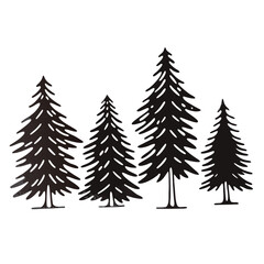 Obraz premium tree silhouette and Tropical leaves vector isolated on white background.