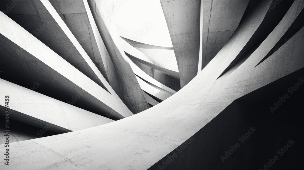 Aufkleber intertwined concrete structures create an abstract architectural composition of light and shadows