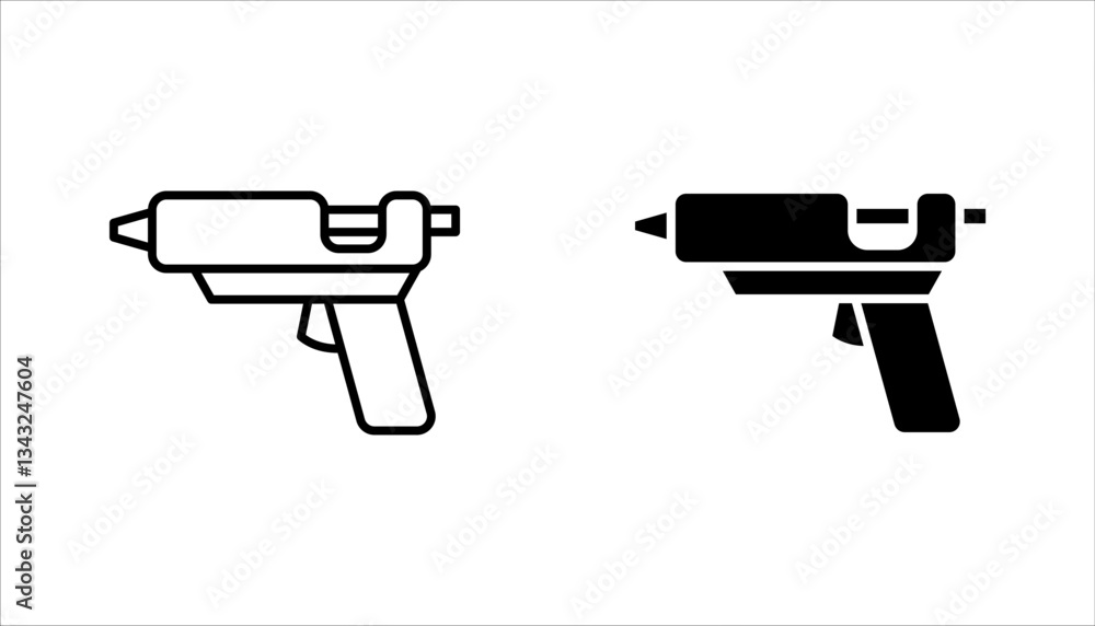 Poster glue gun icon set. linear style sign for mobile concept and web design. vector illustration on white