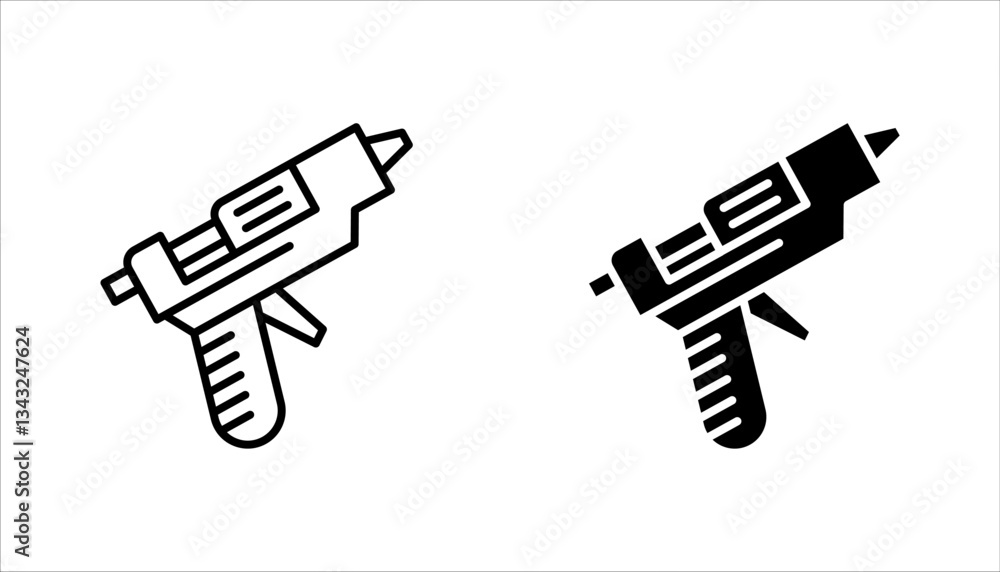 Poster glue gun icon set. linear style sign for mobile concept and web design. vector illustration on white