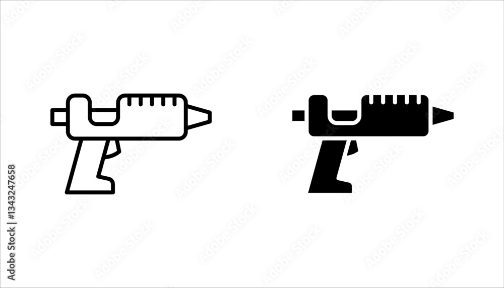 Poster glue gun icon set. linear style sign for mobile concept and web design. vector illustration on white