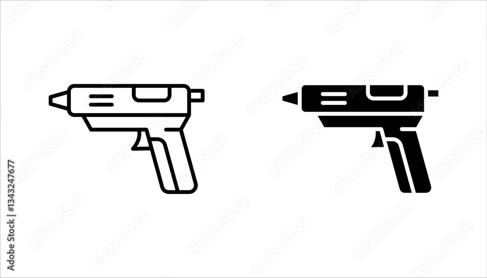 Poster glue gun icon set. linear style sign for mobile concept and web design. vector illustration on white