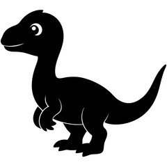 baby dinosaur, dragon  black silhouette vector, Simple silhouette Design vector icon with white background.
