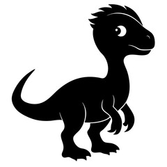baby dinosaur, dragon  black silhouette vector, Simple silhouette Design vector icon with white background.