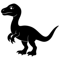 baby dinosaur, dragon  black silhouette vector, Simple silhouette Design vector icon with white background.