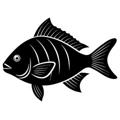 bream fish black silhouette vector, Simple silhouette Design vector icon with white background.