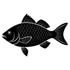 bream fish black silhouette vector, Simple silhouette Design vector icon with white background.