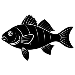 bream fish black silhouette vector, Simple silhouette Design vector icon with white background.
