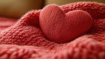 A Knitted Heart on a Cozy Blanket: A Symbol of Love and Warmth