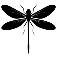 damselfly black silhouette vector, Simple silhouette Design vector icon with white background.