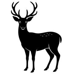 Deer black silhouette vector, Simple silhouette Design vector icon with white background.