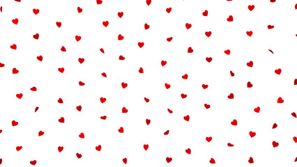 Red little hearts on transparent background png. Little hearts like confetti.	