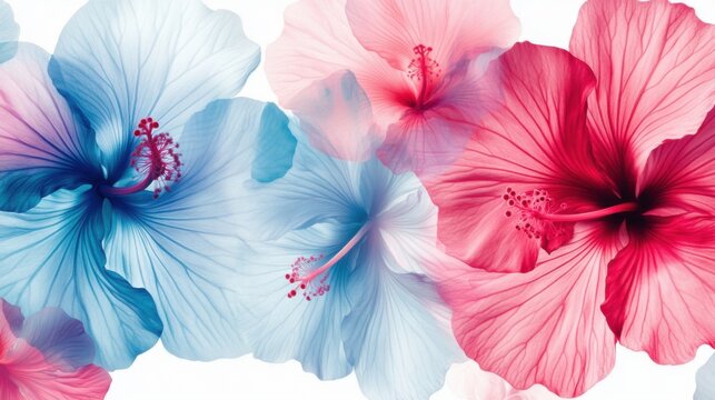 Flores de hibisco coloridas en fondo