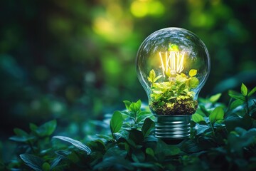 Green light bulb, nature