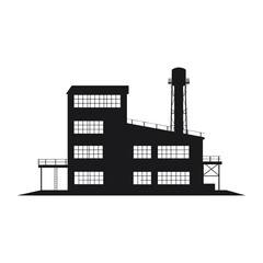 Obraz premium Simple vintage factory facade architecture silhouette building vector