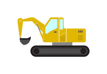 Excavator in yellow and grey vector art with white background