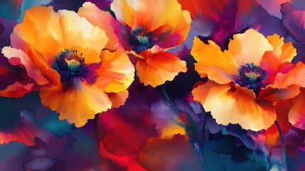 Flores coloridas en arte