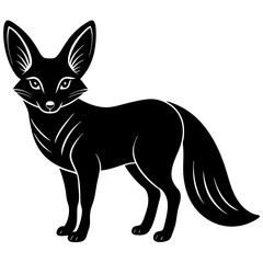 Fox black silhouette vector, Simple silhouette Design vector icon with white background.