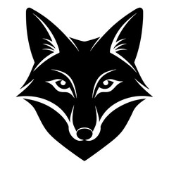 Obraz premium fox head black silhouette vector, Simple silhouette Design vector icon with white background.
