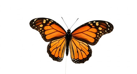 Fototapeta premium A graceful butterfly reveals its colorful intricate wings perfectly isolated on white background 