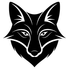 fox head black silhouette vector, Simple silhouette Design vector icon with white background.