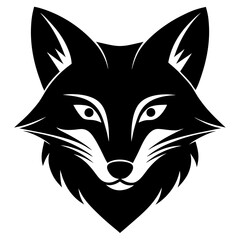 fox head black silhouette vector, Simple silhouette Design vector icon with white background.
