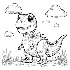 Discover the fun and adorable world of dinosaurs with this Kawaii T. Rex Coloring Page! This cute baby Tyrannosaurus Rex is designed in a simple, bold-outlined style, making it perfect for kids, toddl