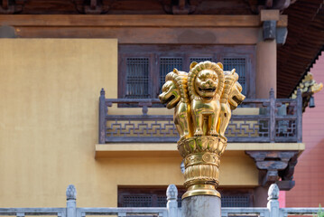 The Golden Lion Sculpture is a stunning highlight of Traditional Architecture that captivates