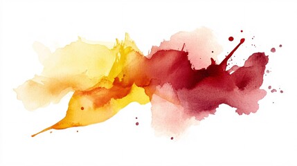 Naklejka premium Abstract watercolor paint splash, orange red, white background, design element