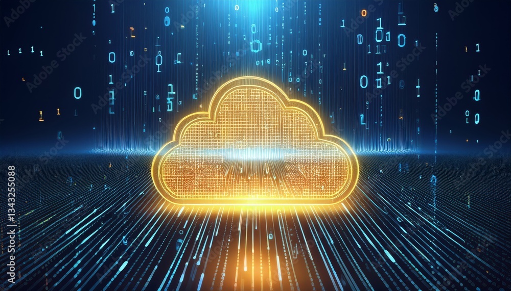 Poster digital informational technology web futuristic hologram with cloud icon