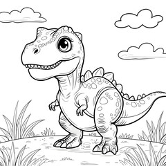 Discover the fun and adorable world of dinosaurs with this Kawaii T. Rex Coloring Page! This cute baby Tyrannosaurus Rex is designed in a simple, bold-outlined style, making it perfect for kids, toddl