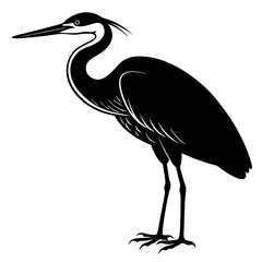 heron bird black silhouette vector, Simple silhouette Design vector icon with white background.