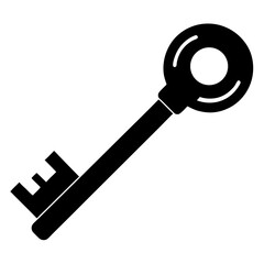 key black silhouette vector, Simple silhouette Design vector icon with white background. Vintage key 