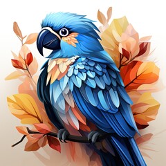 Obraz premium Stylized Exotic Parrot with a Cool Blue Palette