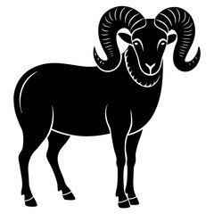 ram black silhouette vector, Simple silhouette Design vector icon with white background.