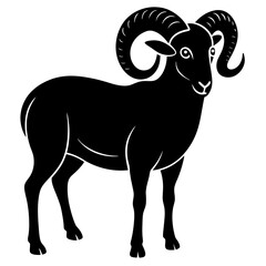Obraz premium ram black silhouette vector, Simple silhouette Design vector icon with white background.