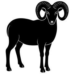 ram black silhouette vector, Simple silhouette Design vector icon with white background.