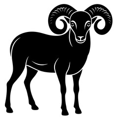 ram black silhouette vector, Simple silhouette Design vector icon with white background.