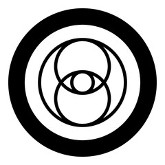 Vesica piscis eye gold sacred geometry symbol icon in circle round black color vector illustration image solid outline style