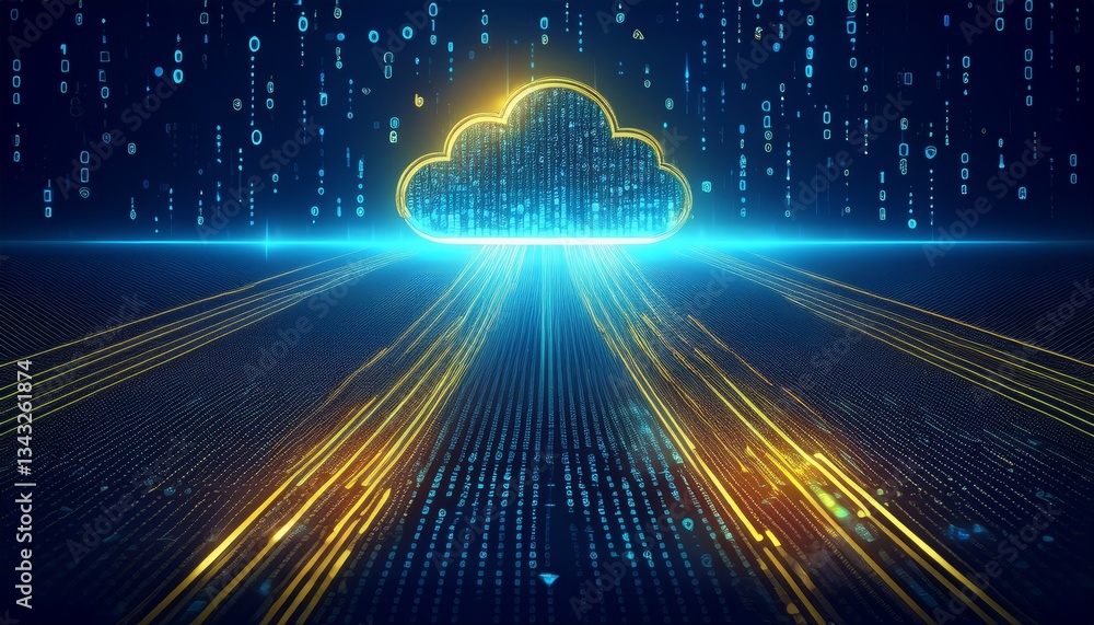 Aufkleber digital informational technology web futuristic hologram with cloud icon