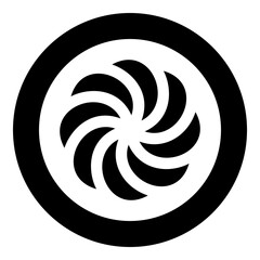 Armenian Arevakhach Neo paganism symbol sunny cross solar mythology Hetanism Armenian neo powder heathenism Eternity sign pumpkin icon in circle round black color vector illustration image solid 