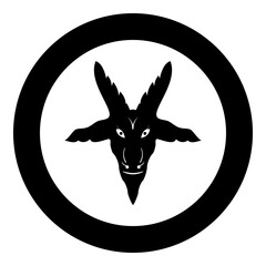 Head goat Symbol Satanism of Lavaeus Sigil of Baphomet sign icon in circle round black color vector illustration image solid outline style